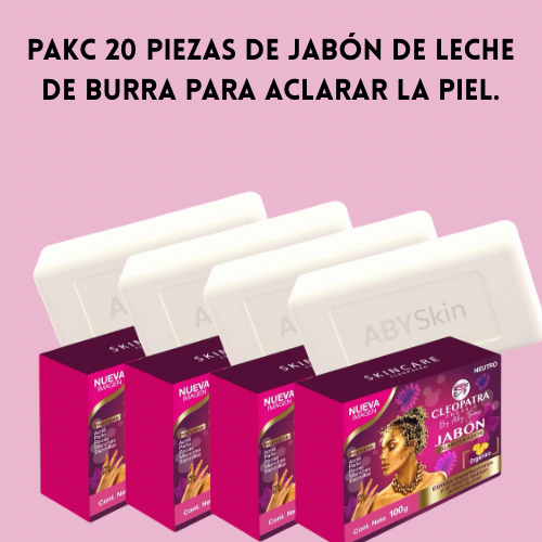Paquete de 20 jabones, aclarantes de leche de burra Mayoreo